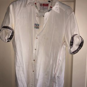 Robert Graham white short sleeve button up shirt
